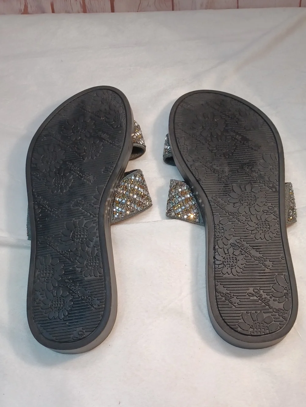 yellow box leather embellished slide rhinestone beaded comfort sandals womens 8 - Picture 10 of 14